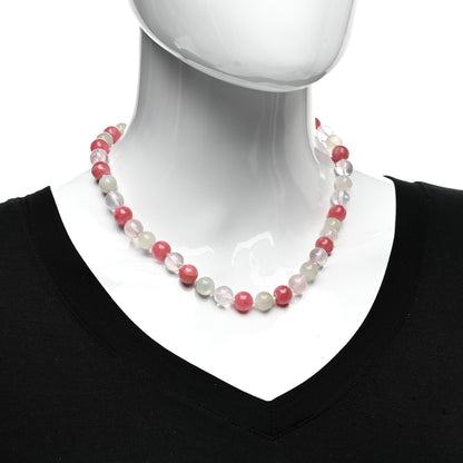 Tiffany Sterling Silver Rose Quartz Moonstone Rhodochrosite Bead Necklace 2 of 4