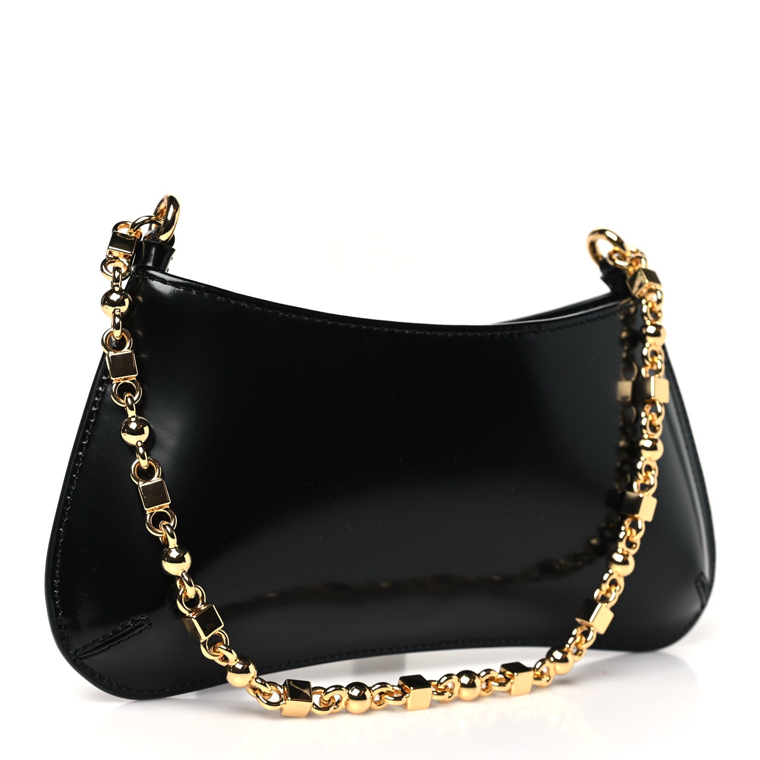 Jacquemus Glazed Calfskin The Small Bisou Chaine Shoulder Bag Black 3 of 9