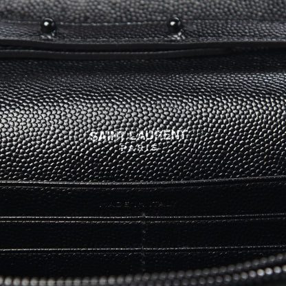 Saint Laurent Grain De Poudre Matelasse Chevron Monogram Chain Wallet Black 6 of 9