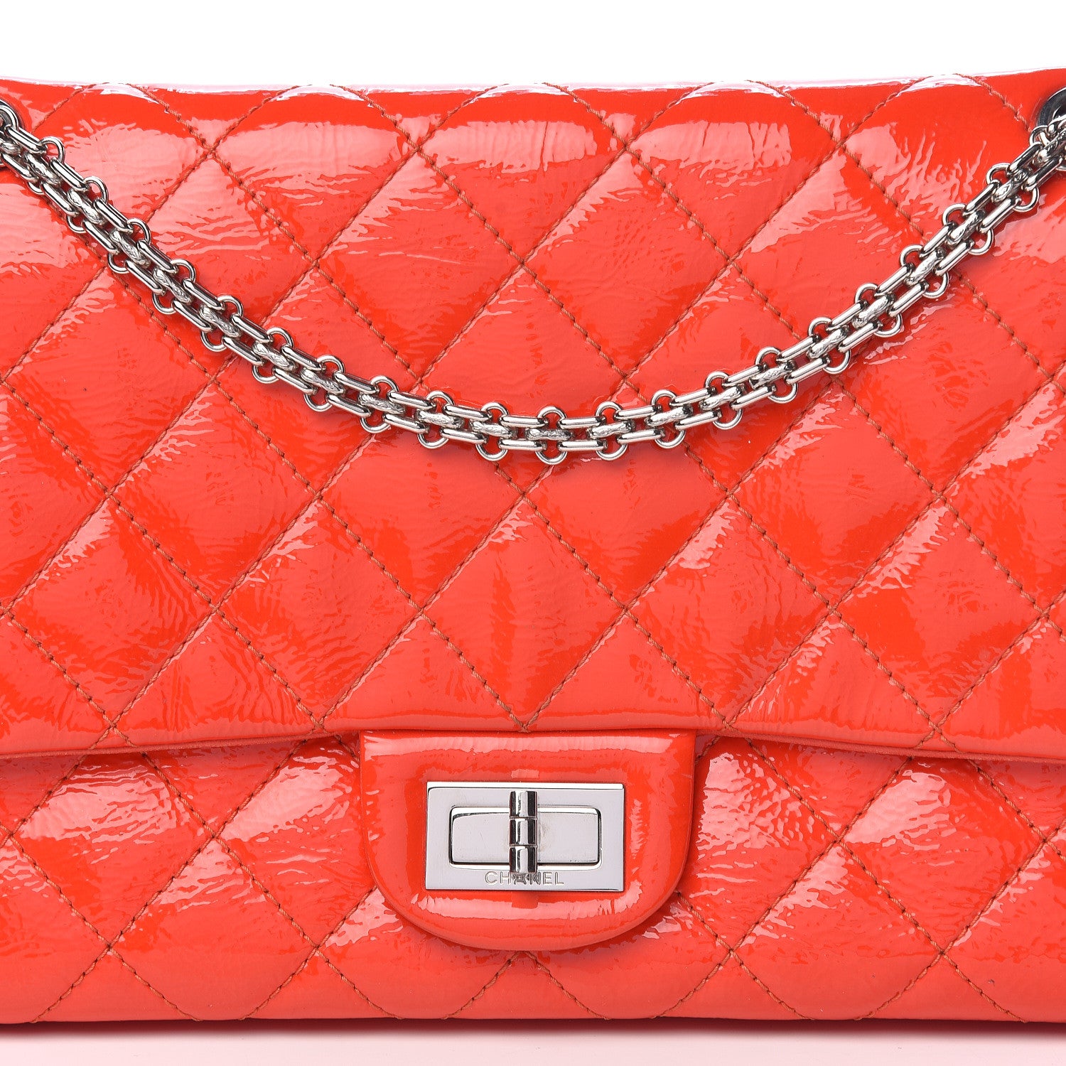 Chanel Distressed Patent Quilted 2.55 Reissue 227 Flap Red 10 of 10