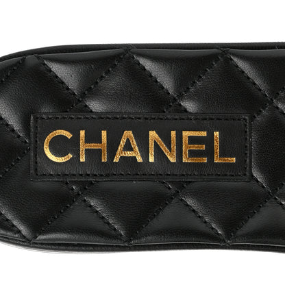 Chanel Shiny Goatskin Quilted CC Mules Sandals 40 Black 7 of 9