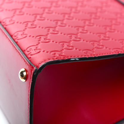 Gucci Guccissima Signature Medium Padlock Top Handle Bag Hibiscus Red 29 of 33