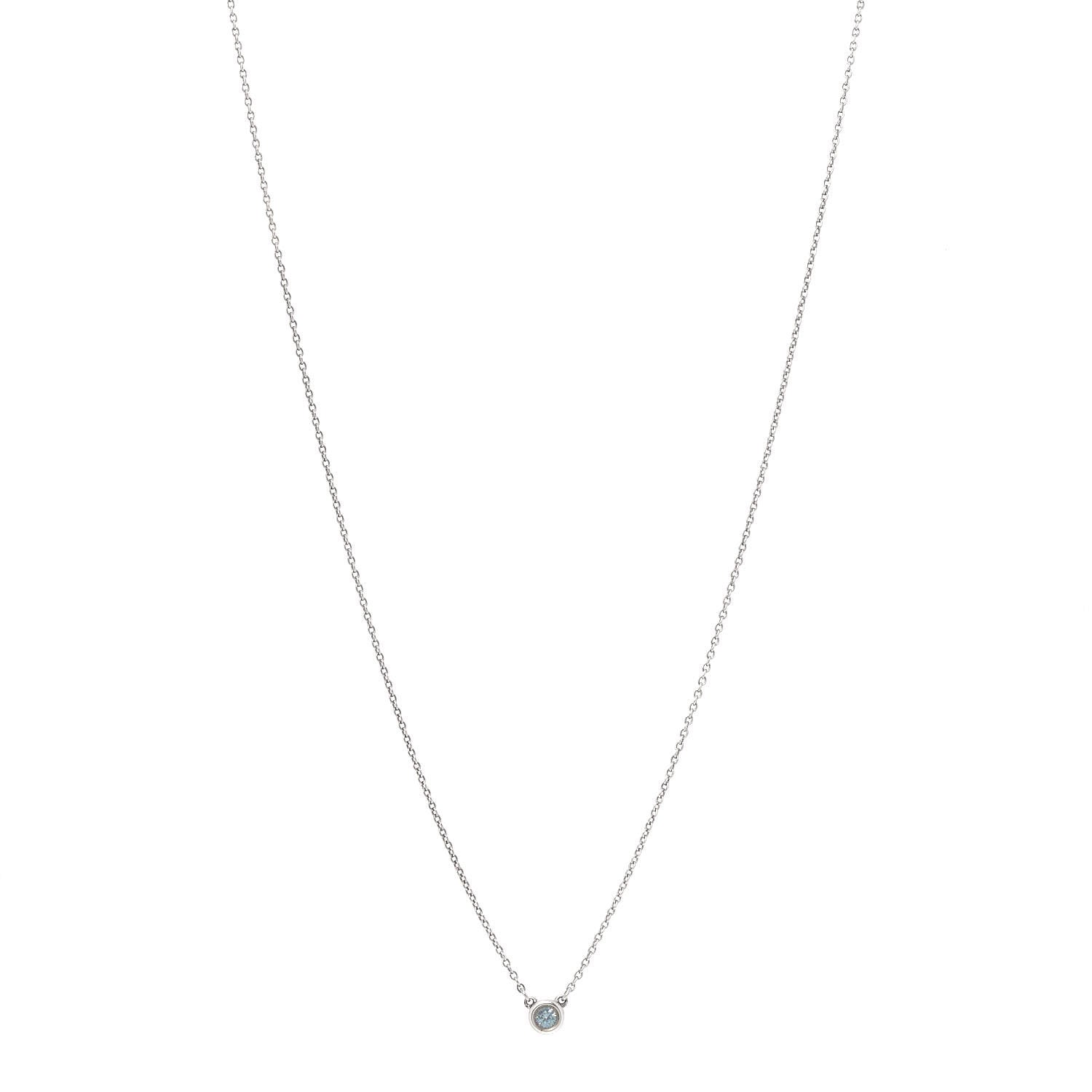Tiffany Sterling Silver Aquamarine Elsa Peretti Color By The Yard Pendant Necklace 1 of 8