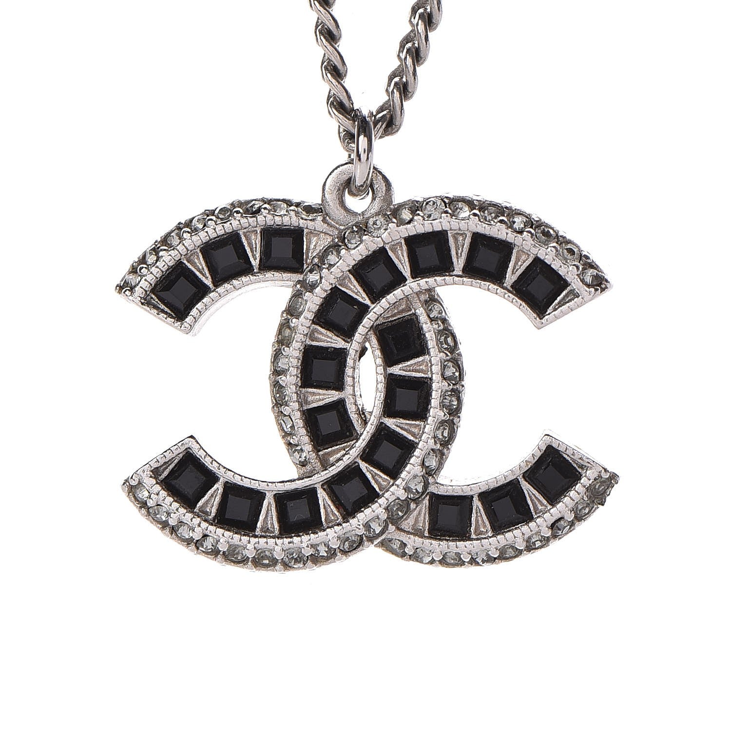 Chanel Ruthenium Baguette Crystal CC Necklace Black 4 of 6