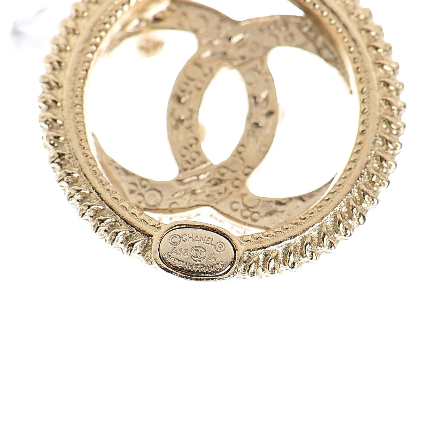 Pearl CC Round Earrings Gold