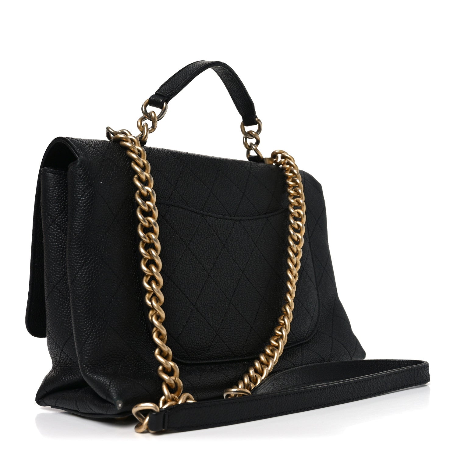 Chanel Caviar Diamond Stitched Top Handle Flap Black 3 of 11