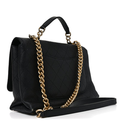 Chanel Caviar Diamond Stitched Top Handle Flap Black 3 of 11