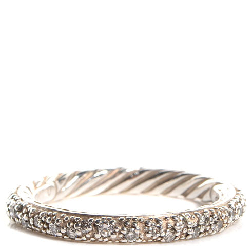 Sterling Silver Pave Diamond Midnight Melange 3mm Band Ring 6
