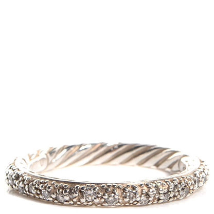David Yurman Sterling Silver Pave Diamond Midnight Melange 3mm Band Ring 6 1 of 7