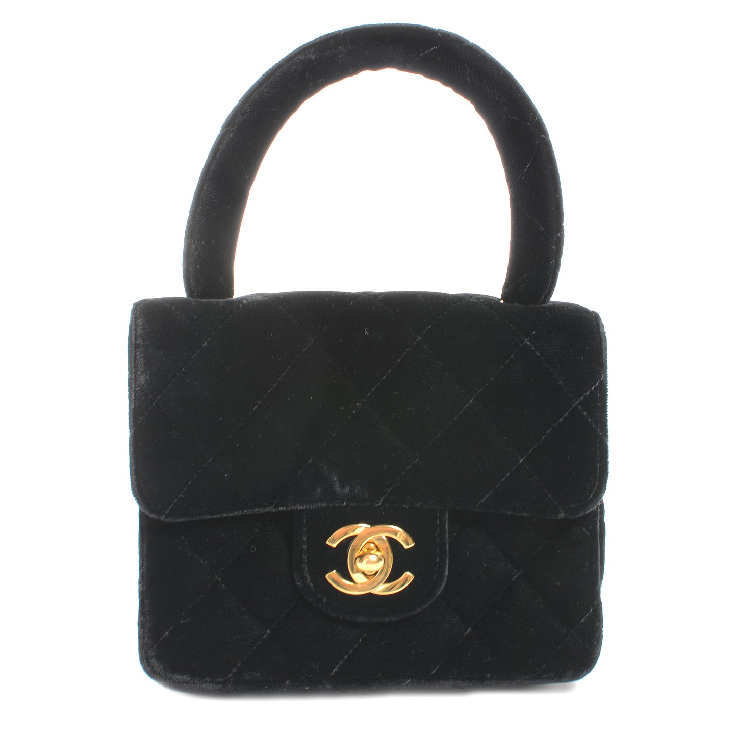 Velvet Mini Kelly Flap Black