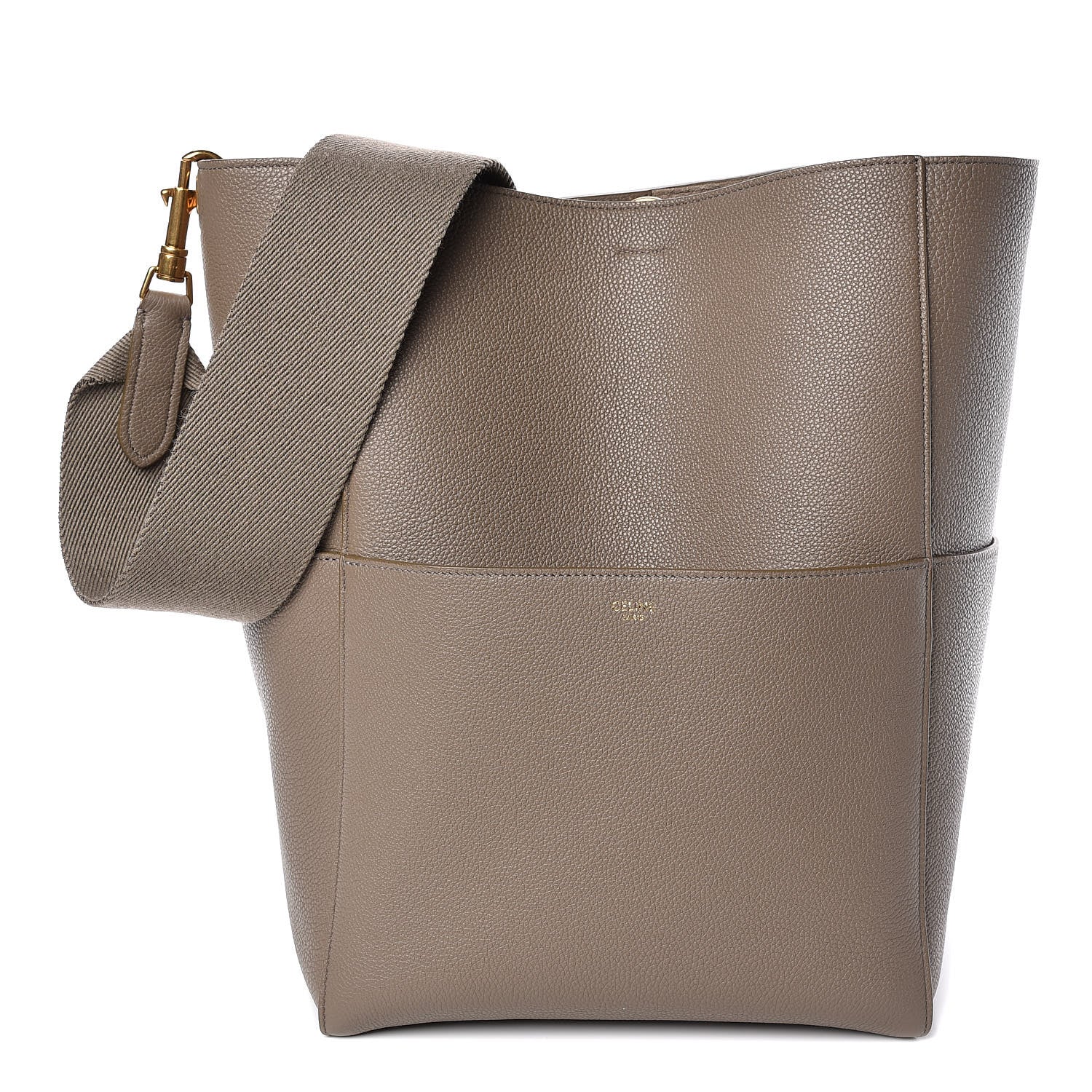 Celine Soft Grained Calfskin Sangle Bucket Bag Taupe 1 of 10