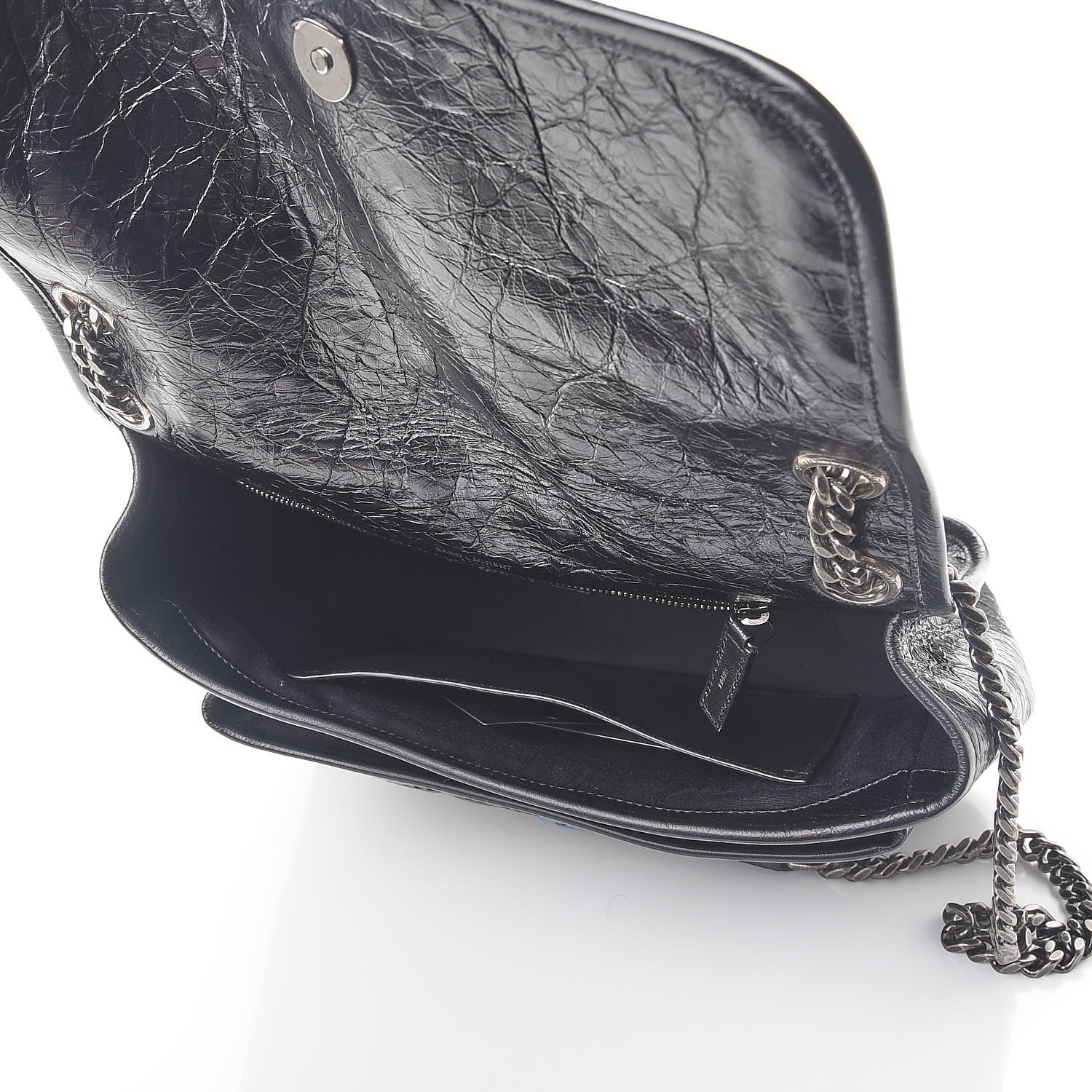Saint Laurent Crinkled Calfskin Matelasse Monogram Medium Niki Chain Satchel Black 5 of 7