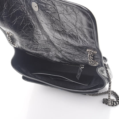 Saint Laurent Crinkled Calfskin Matelasse Monogram Medium Niki Chain Satchel Black 5 of 7