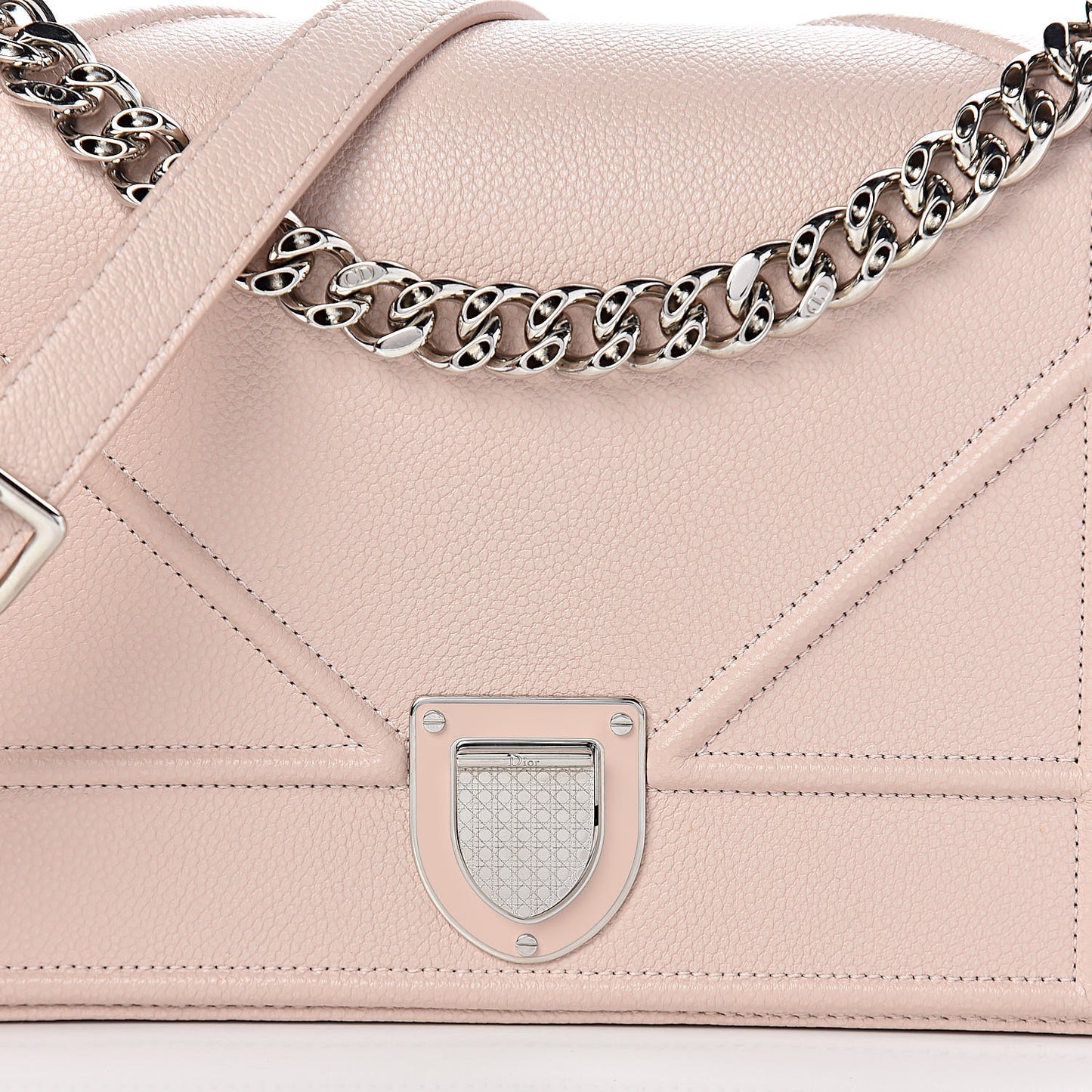 Grained Calfskin Cannage Medium Diorama Flap Bag Rose Poudre