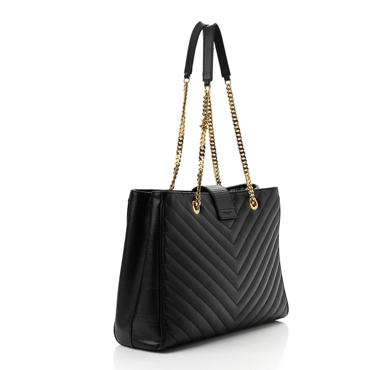 Grain De Poudre Matelasse Chevron Monogram Shopping Bag Black
