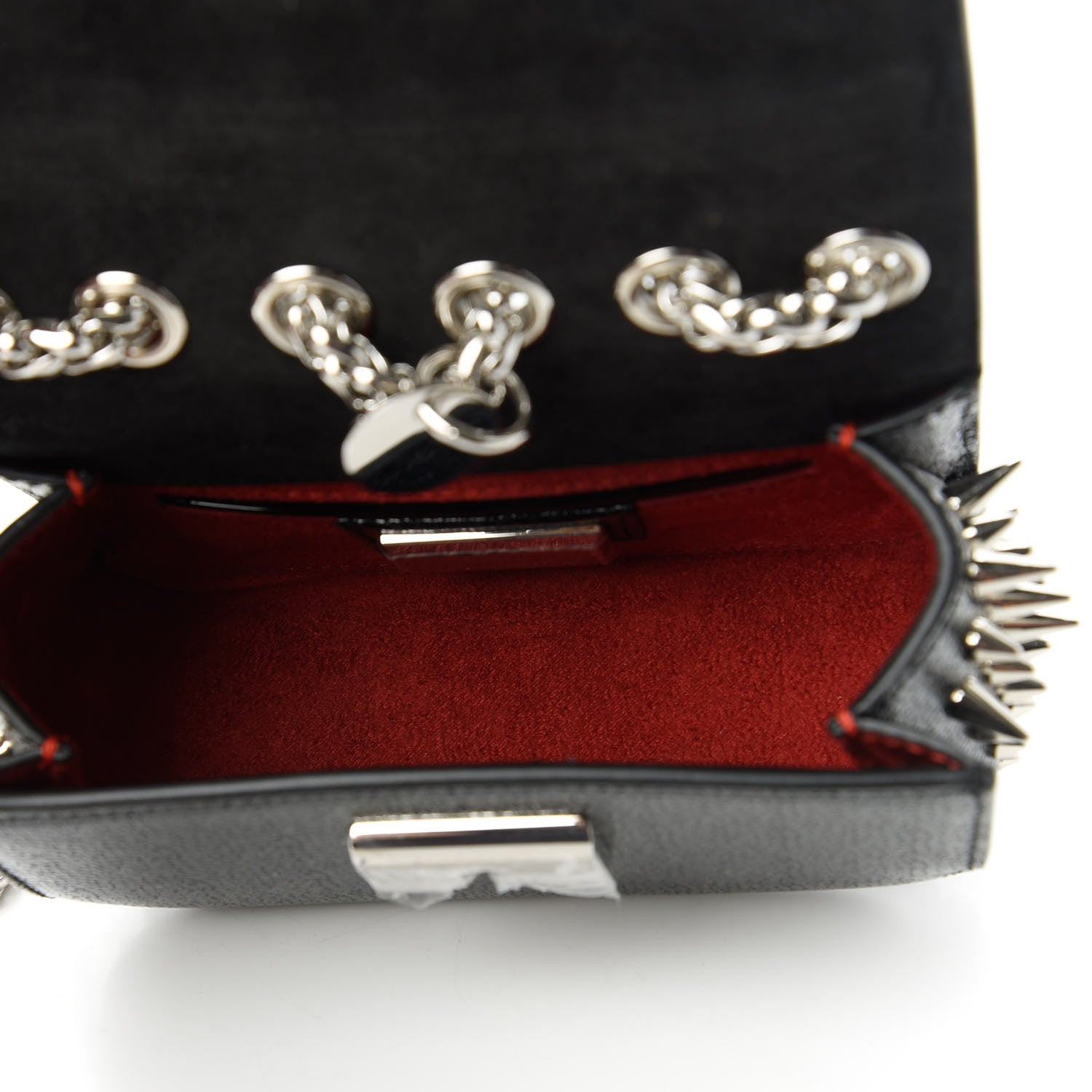 Christian Louboutin Jurassic Calfskin Spikes Sweety Charity NV Crossbody Bag Black Silver 5 of 9