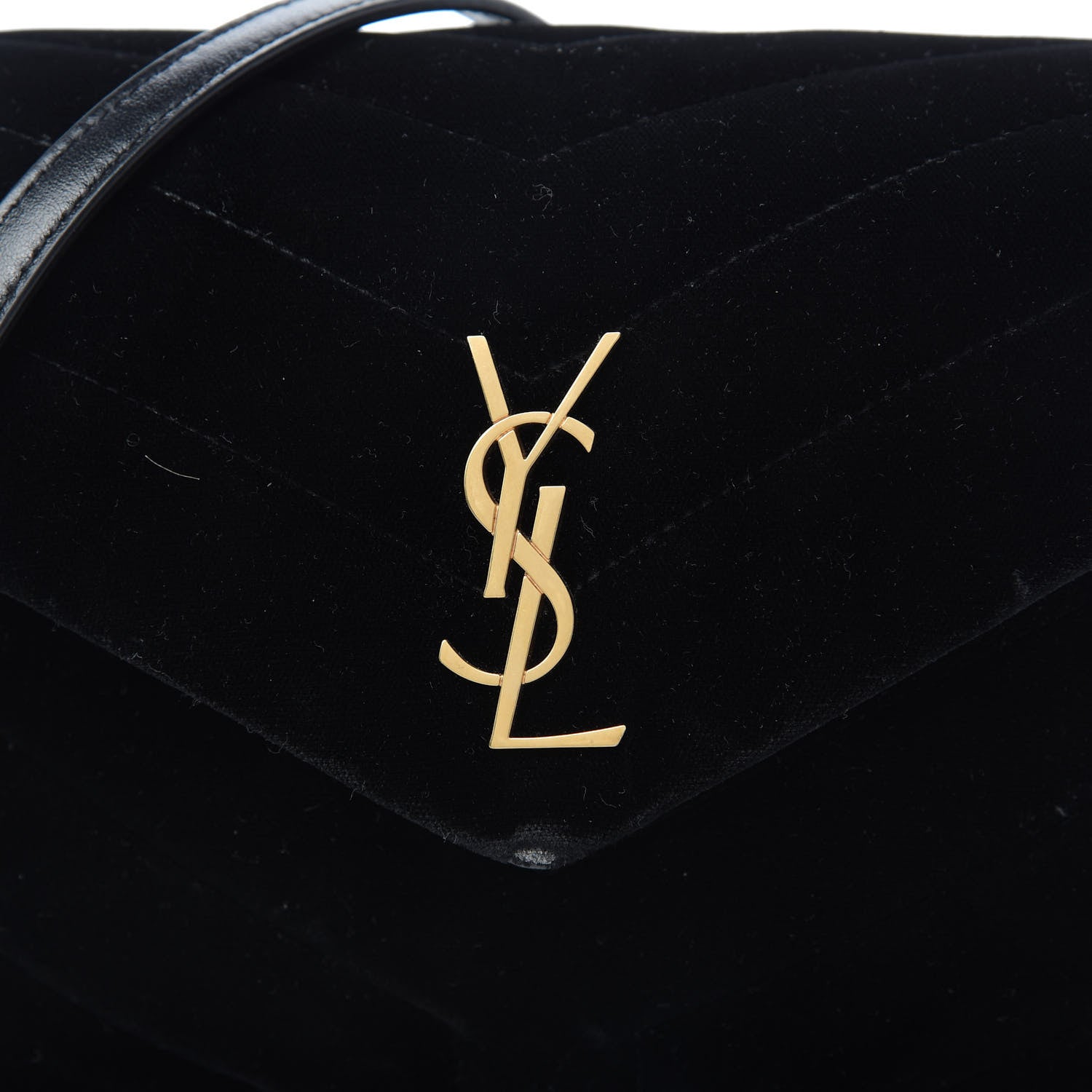 Saint Laurent Velvet Y Quilted Monogram Toy Loulou Chain Satchel French Black 10 of 10
