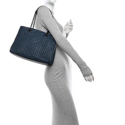 Bottega Veneta Lambskin Intrecciato Boutis Medium Tote Dark Denim 2 of 15