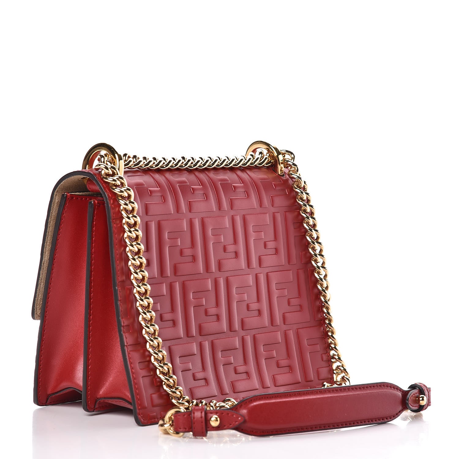 Fendi Vitello Liberty FF 1974 Embossed Small Kan U Shoulder Bag Fragola 3 of 10