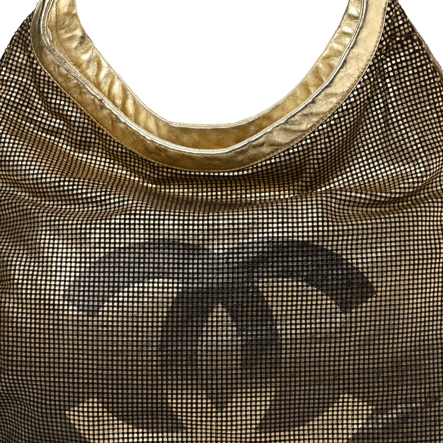 Metallic Perforated Lambskin Hollywood Hobo Gold