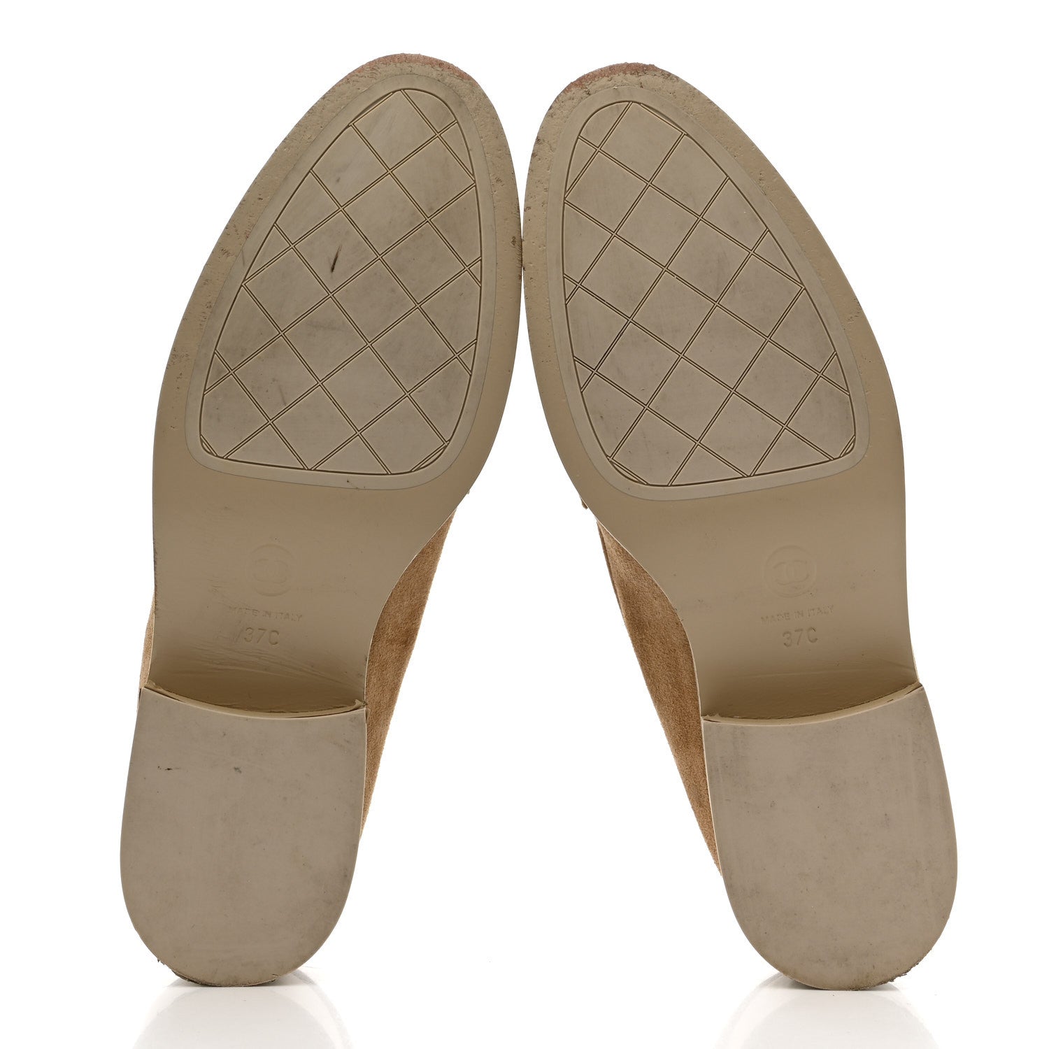 Chanel Suede Metal CC Mocassin Loafers 37 Beige 6 of 9