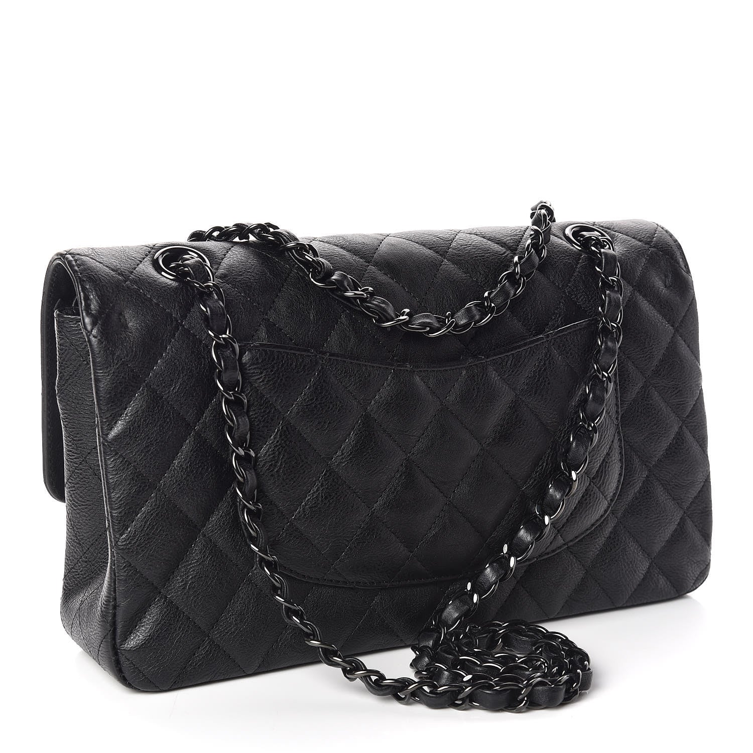 Chanel Crumpled Calfskin Quilted Medium Double Flap So Black 3 of 10