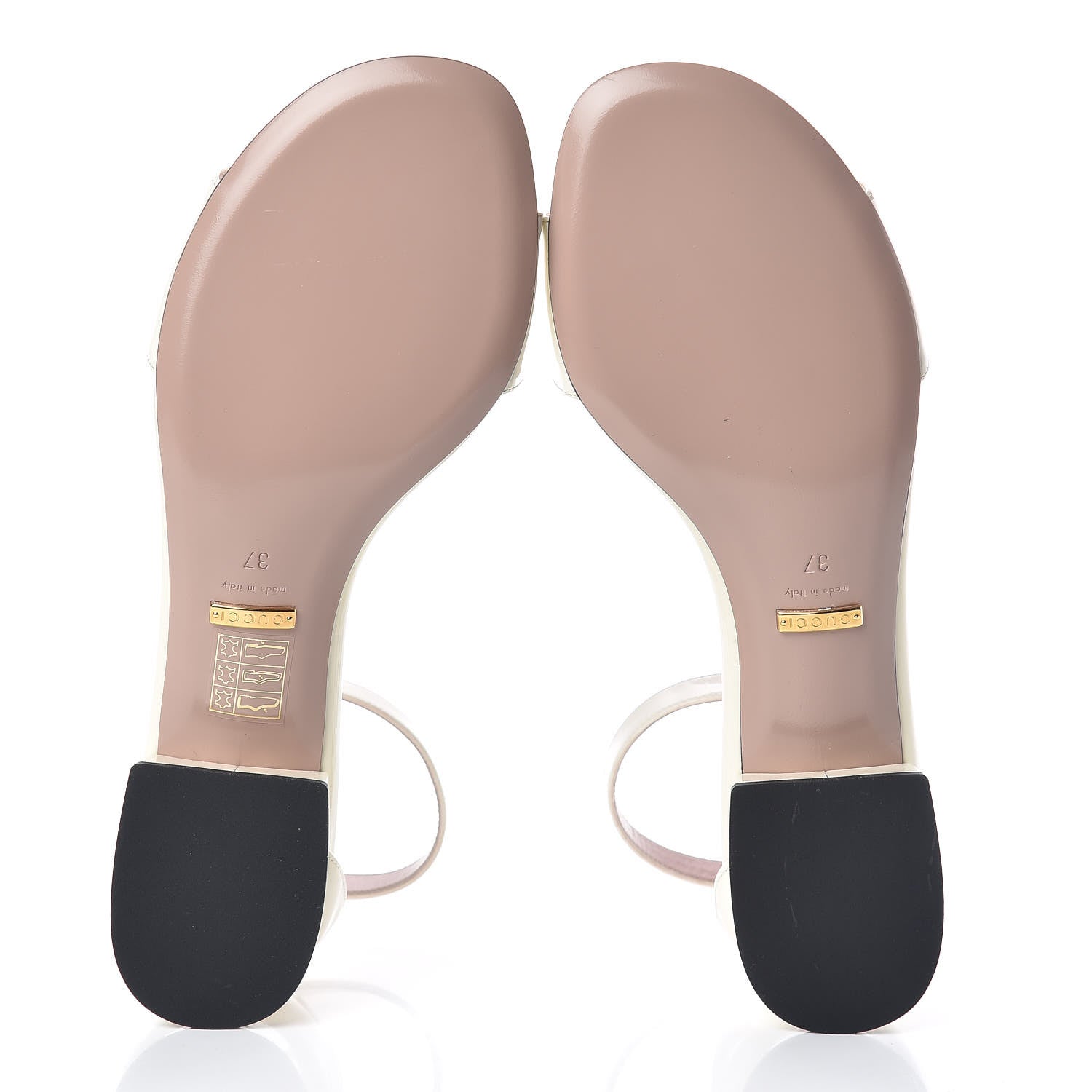 Gucci Patent Calfskin Liliane Horsebit Sandals 37 Off White 5 of 10