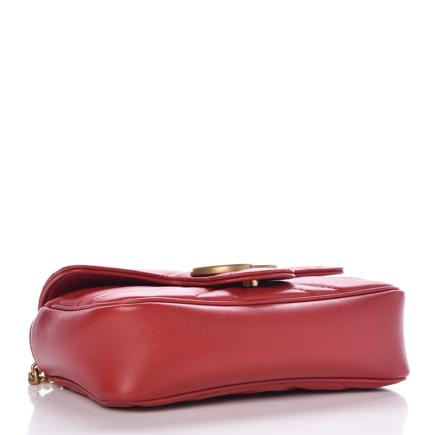 Calfskin Matelasse Super Mini GG Marmont Shoulder Bag Hibiscus Red