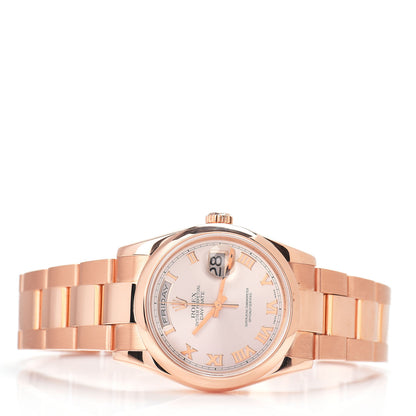 Rolex 18K Everose Gold 36mm Oyster Perpetual Day-Date Watch Sundust Roman 118205 2 of 5