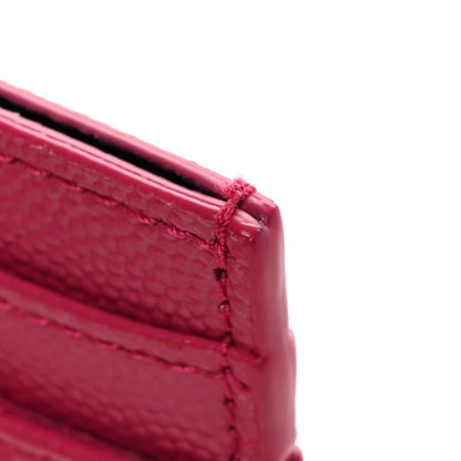 Saint Laurent Grain De Poudre Matelasse Chevron Monogram Credit Card Case Fresh Fuxia 8 of 10