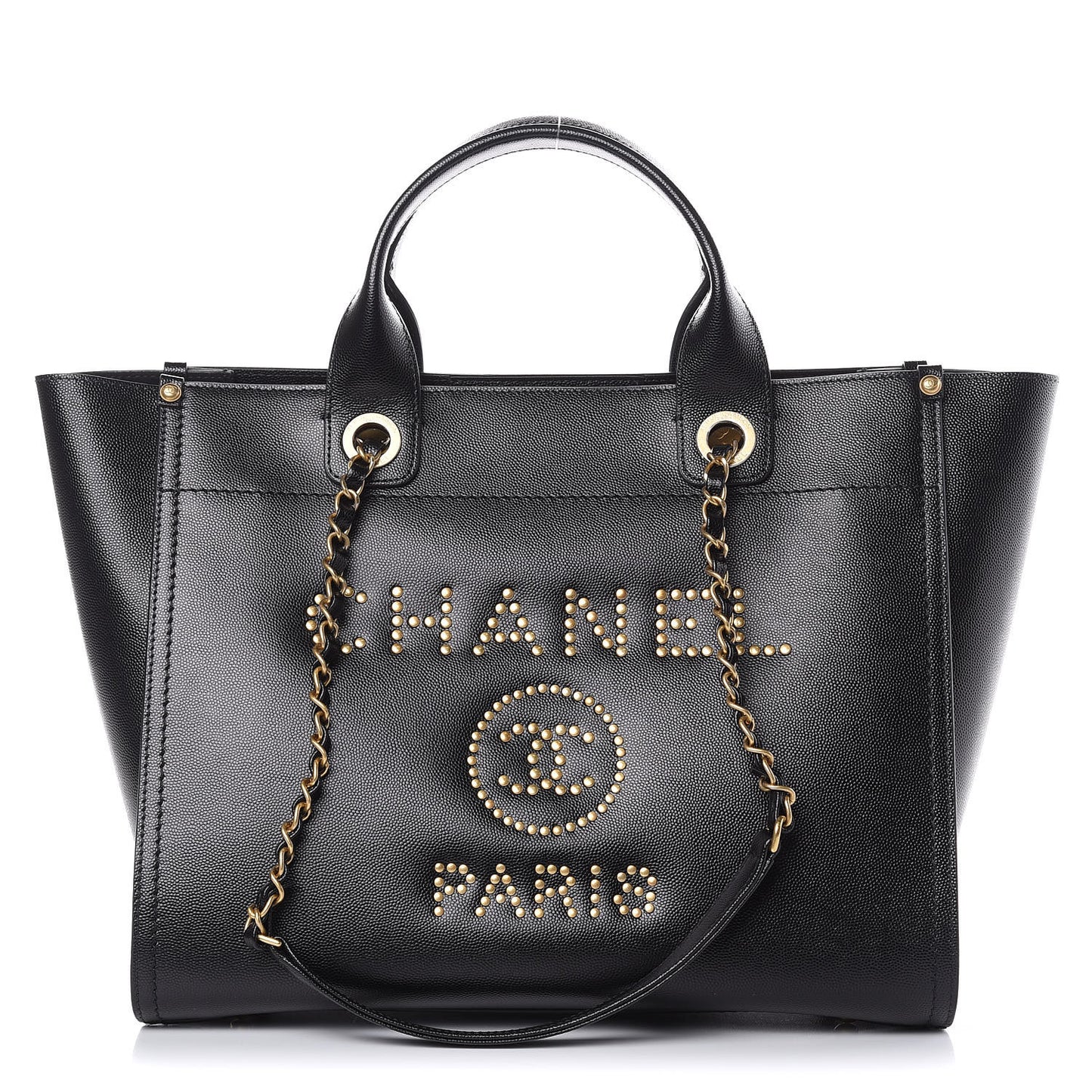 Caviar Small Studded Deauville Tote Black