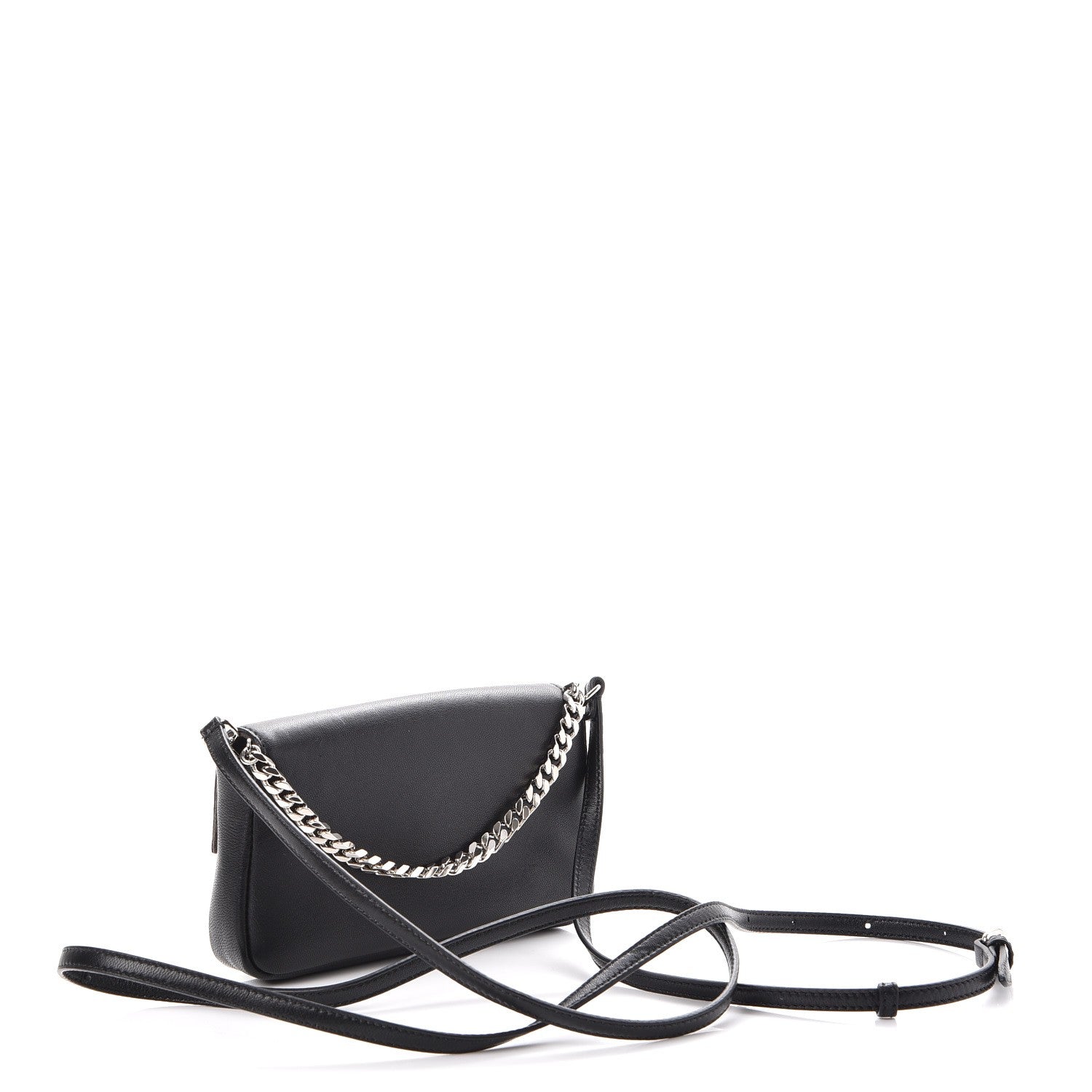 Fendi Nappa Rabbit Fox Fur Micro Buggie Baguette Black 4 of 8