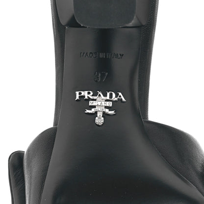 Prada Nappa Soft Padded Metal Triangle Logo 65mm Slide Sandals 37 Black 6 of 9