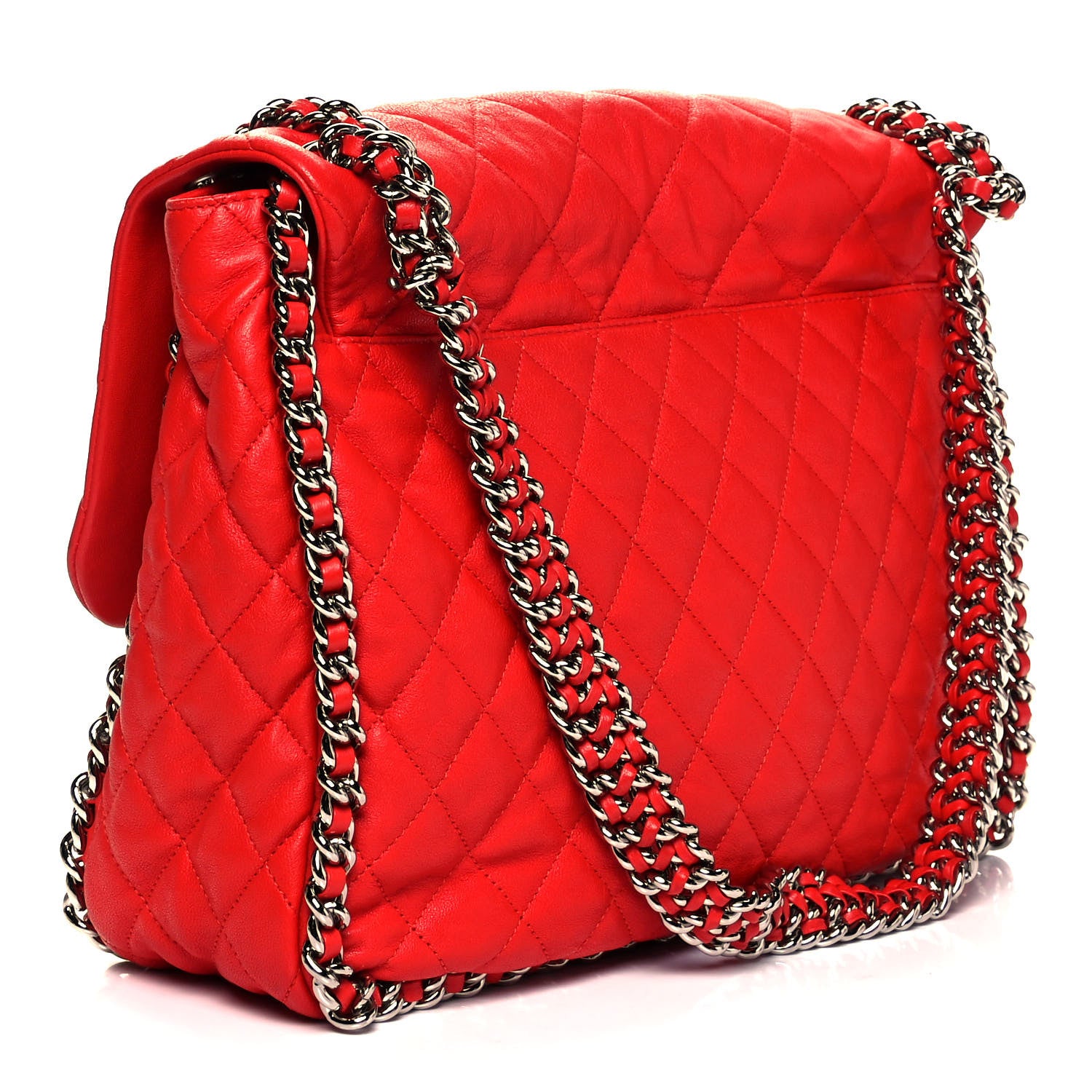 Chanel Washed Lambskin Quilted Maxi Chain Around Flap Red 3 of 10