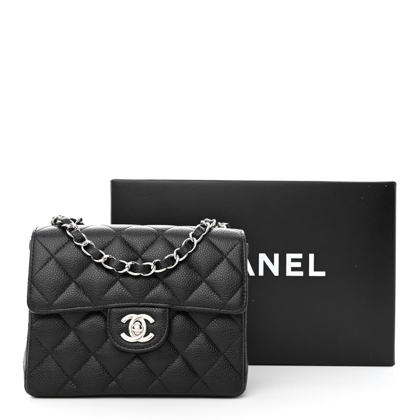 Caviar Quilted Mini Square Flap Black