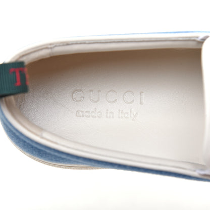 Gucci Kura Denim Logo Embroidered Mens Slip On Sneakers 6 Blue 7 of 9