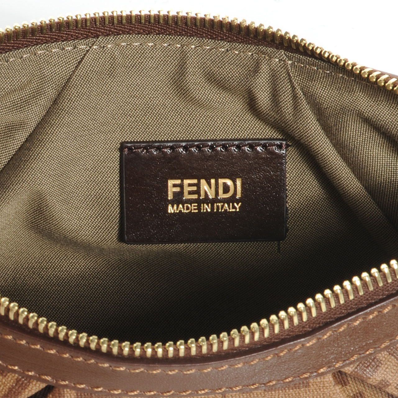 Fendi Zucchino Spalmati Vitello Mini Forever Chain Strap Pochette Nocciola Castagna 6 of 9