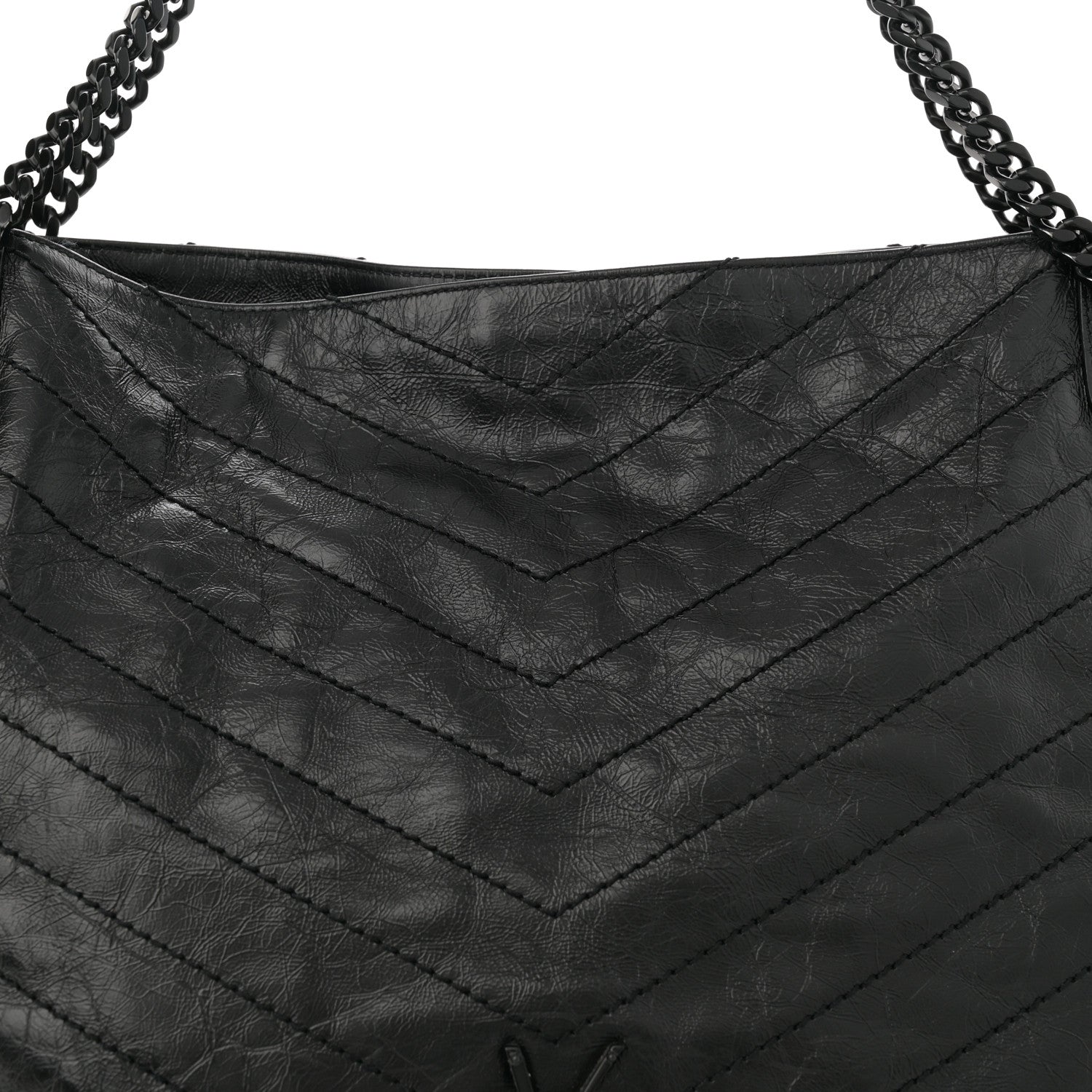 Saint Laurent Crinkled Calfskin Matelasse Monogram Large Niki Shopper Tote Black 8 of 15
