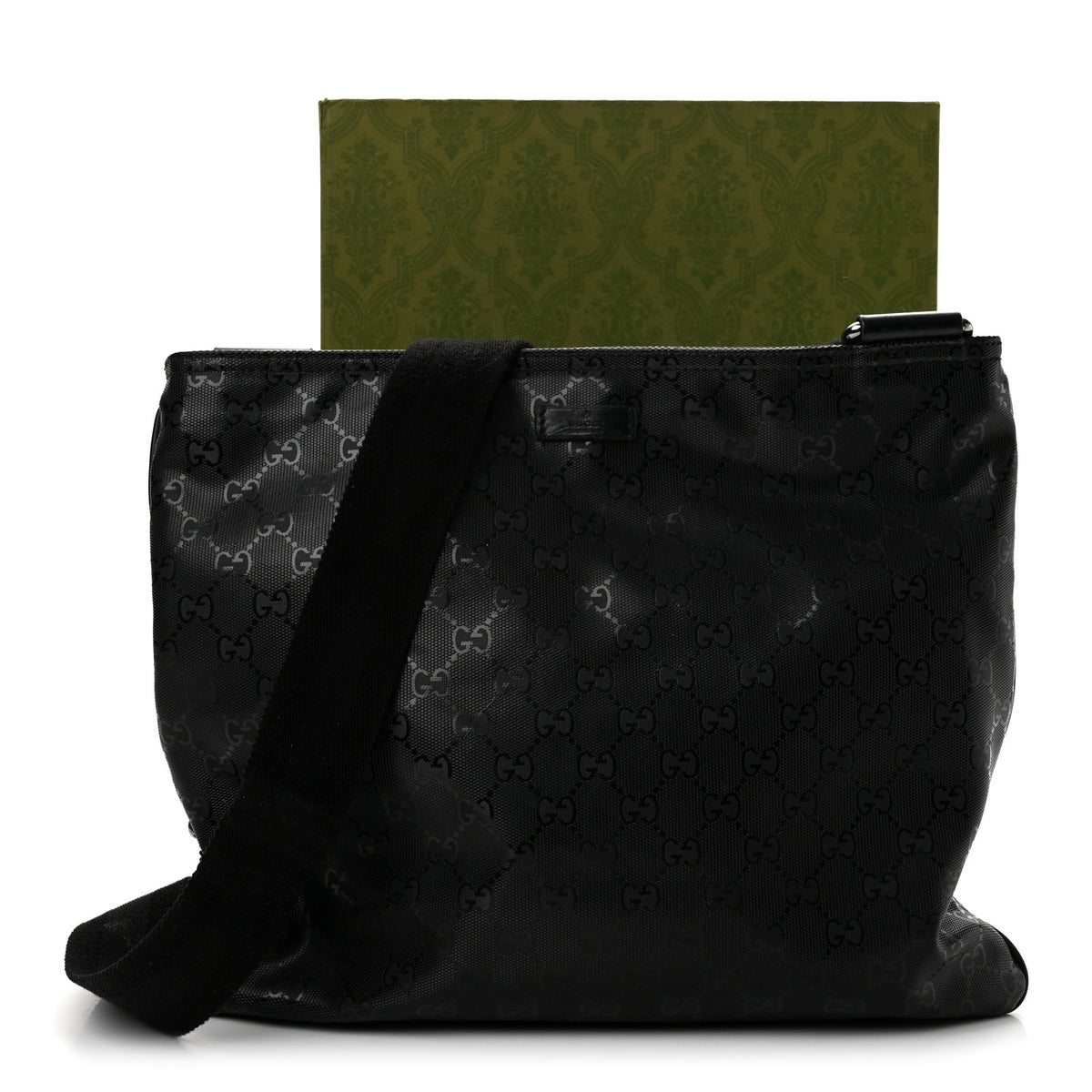 Gucci Imprime Monogram Medium Flat Messenger Bag Black 13 of 13