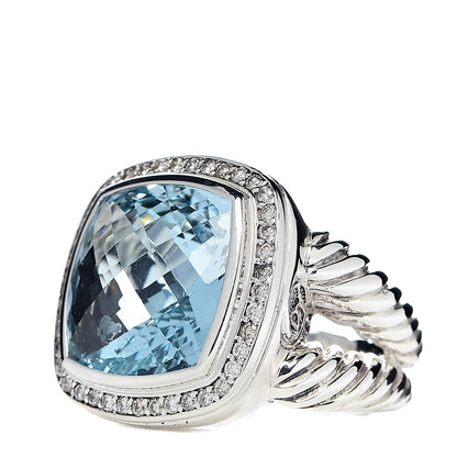 David Yurman Sterling Silver Diamond Blue Topaz 14mm Albion Ring 53 6.25 3 of 5