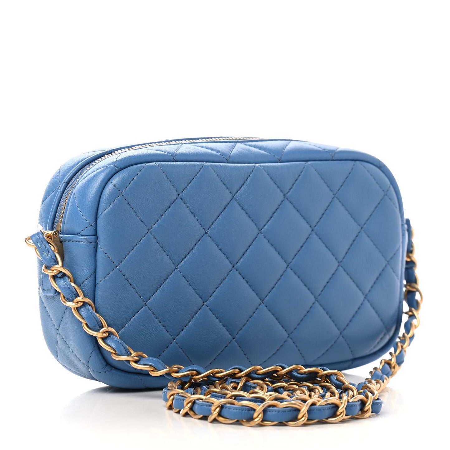 Lambskin Quilted Camera Case Blue