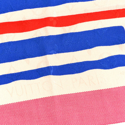 Louis Vuitton Silk Wool Monogram Shawl Pink Blue 2 of 4