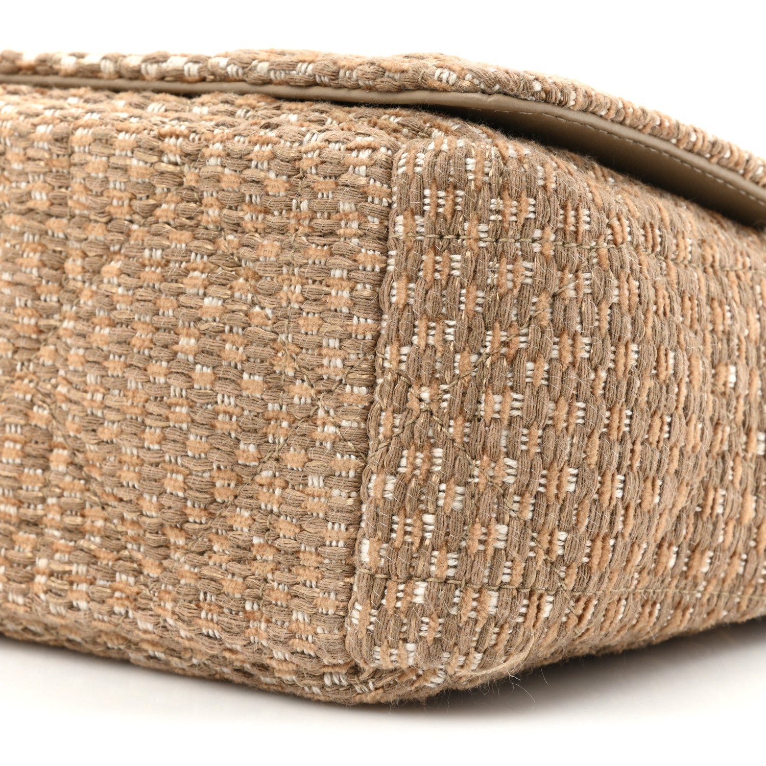 Christian Dior Calfskin Tweed Embroidered Cannage Medium Caro Bag Beige Gold 8 of 13