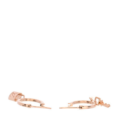 Louis Vuitton 18K Pink Gold Lockit Hoop Earrings 3 of 6