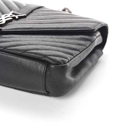 Saint Laurent Sheepskin Matelasse Chevron Monogram Medium College Bag Black 9 of 9