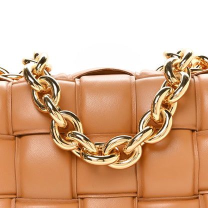 Bottega Veneta Lambskin Maxi Intreccio Padded Chain Cassette Crossbody Bag Caramel 8 of 10