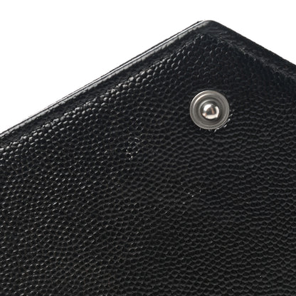 Saint Laurent Grain De Poudre Matelasse Chevron Monogram Chain Wallet Black 6 of 12