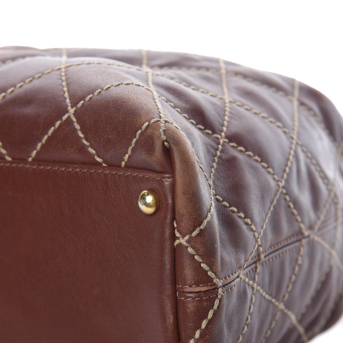Calfskin Quilted Surpique Hobo Brown