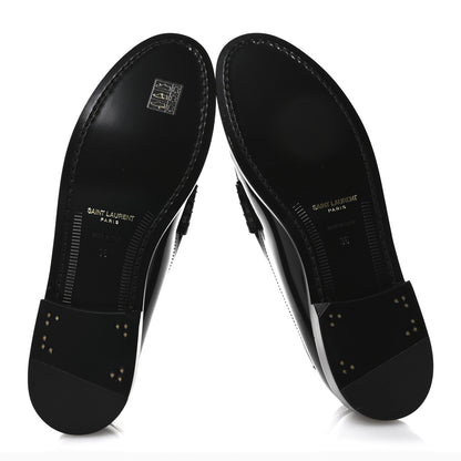 Saint Laurent Calfskin Penny Loafers 38 Black 6 of 8