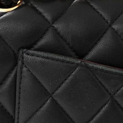 Chanel Lambskin Quilted Medium Double Flap Black 13 of 14